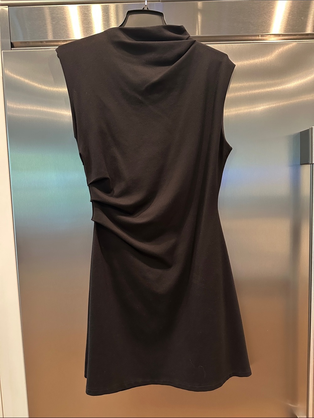 H&M Black Sleeveless Draped Mini Dress with Soft Cowl Back